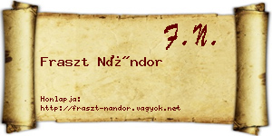 Fraszt Nándor névjegykártya